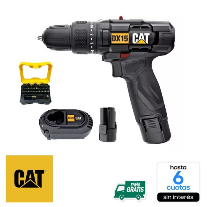 Taladro CAT12 V - Percutor +1 Batería + 32 Puntas